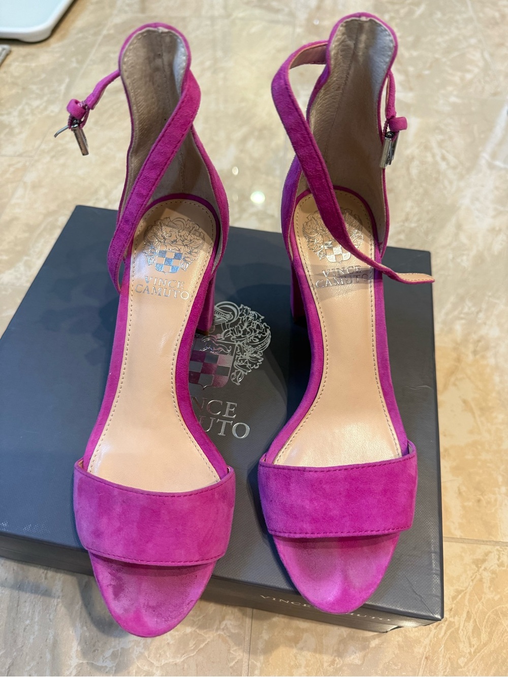 Vince Camuto Fuchsia Suede Ankle-Strap Heels